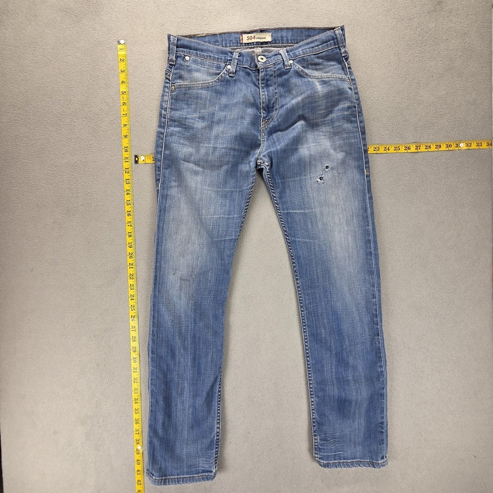 Vintage Levis 504 Jeans Mens 32x32 Blue Straight Engineered Zip Fly Medium‎ Wash